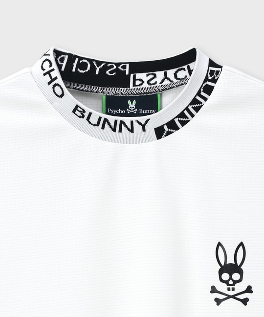 [WEB限定]ブロック切替ロゴ ジャガードフライス モックネックTシャツ