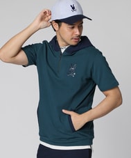 [WEB限定]バイカラーデザイン ハーフジップ 半袖パーカ