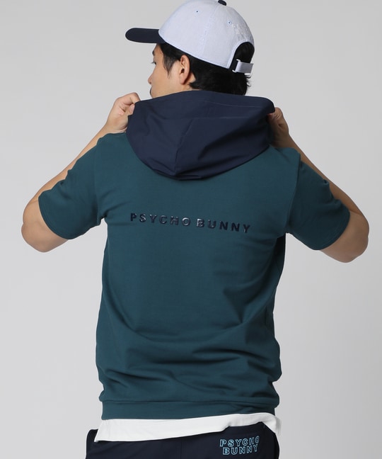[WEB限定]バイカラーデザイン ハーフジップ 半袖パーカ