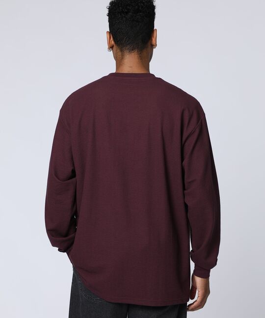 グリッドワッフル ワンポイントロングスリーブTシャツ