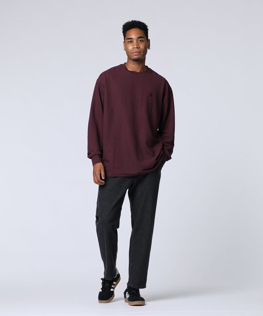 グリッドワッフル ワンポイントロングスリーブTシャツ