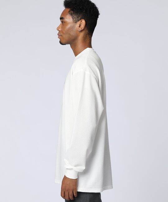グリッドワッフル ワンポイントロングスリーブTシャツ