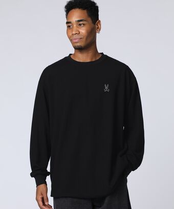 グリッドワッフル　 ワンポイントロングスリーブTシャツ