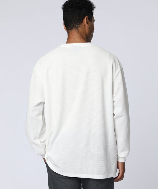 グリッドワッフル ワンポイントロングスリーブTシャツ