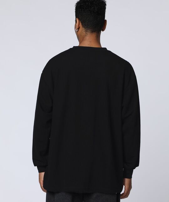 グリッドワッフル ワンポイントロングスリーブTシャツ