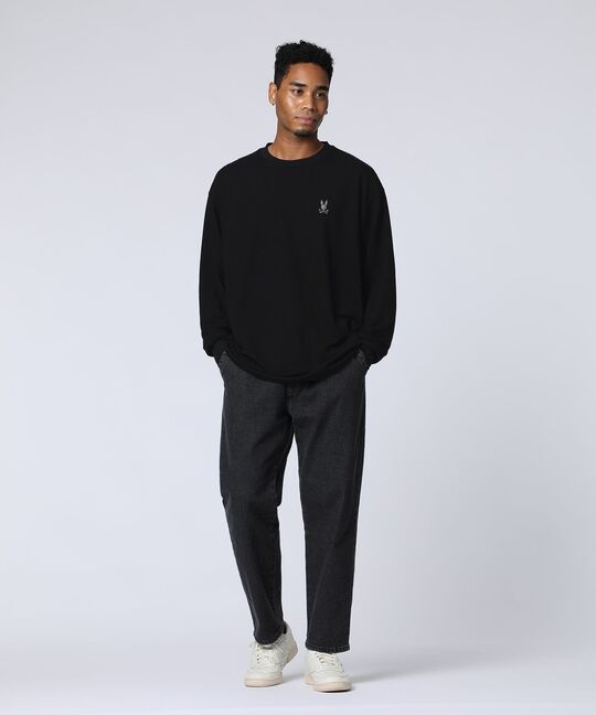 グリッドワッフル ワンポイントロングスリーブTシャツ