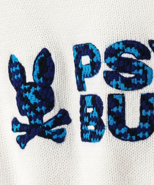 モザイク調ロゴ刺繍 コットン クルーネックニット