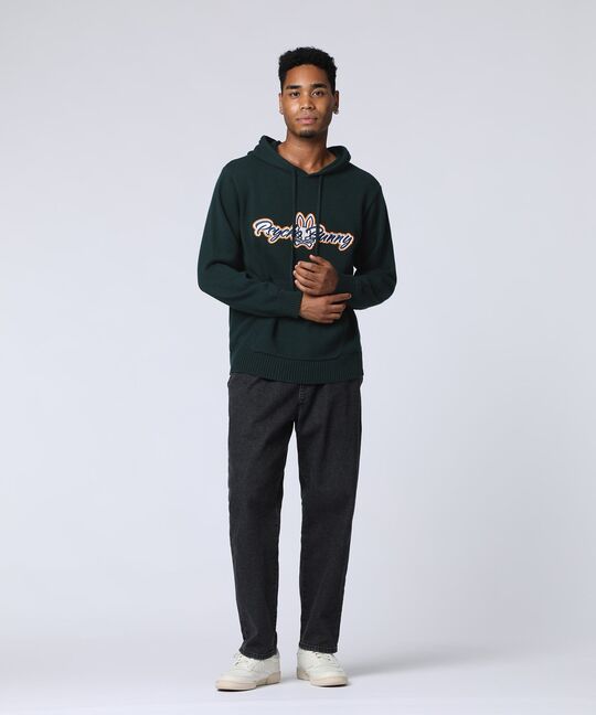 モチーフ刺繍 プルオーバーニットフーディ