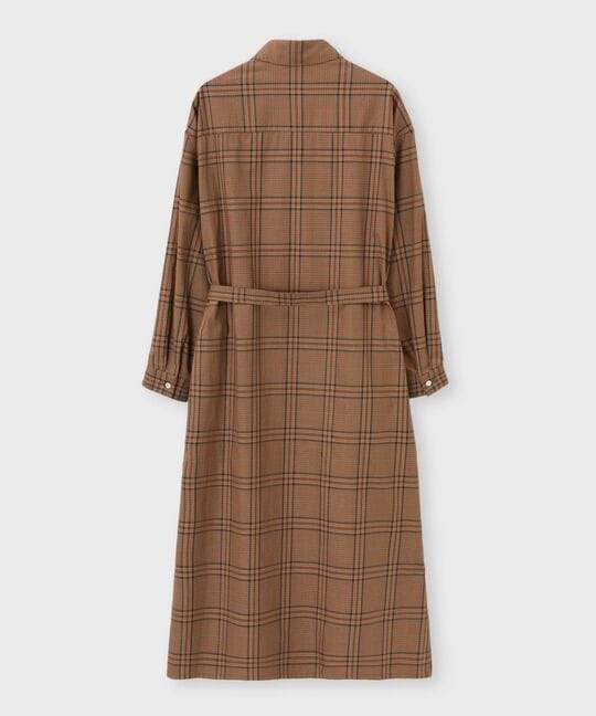 [WOMEN]グレンチェック ベルト付き シャツワンピース